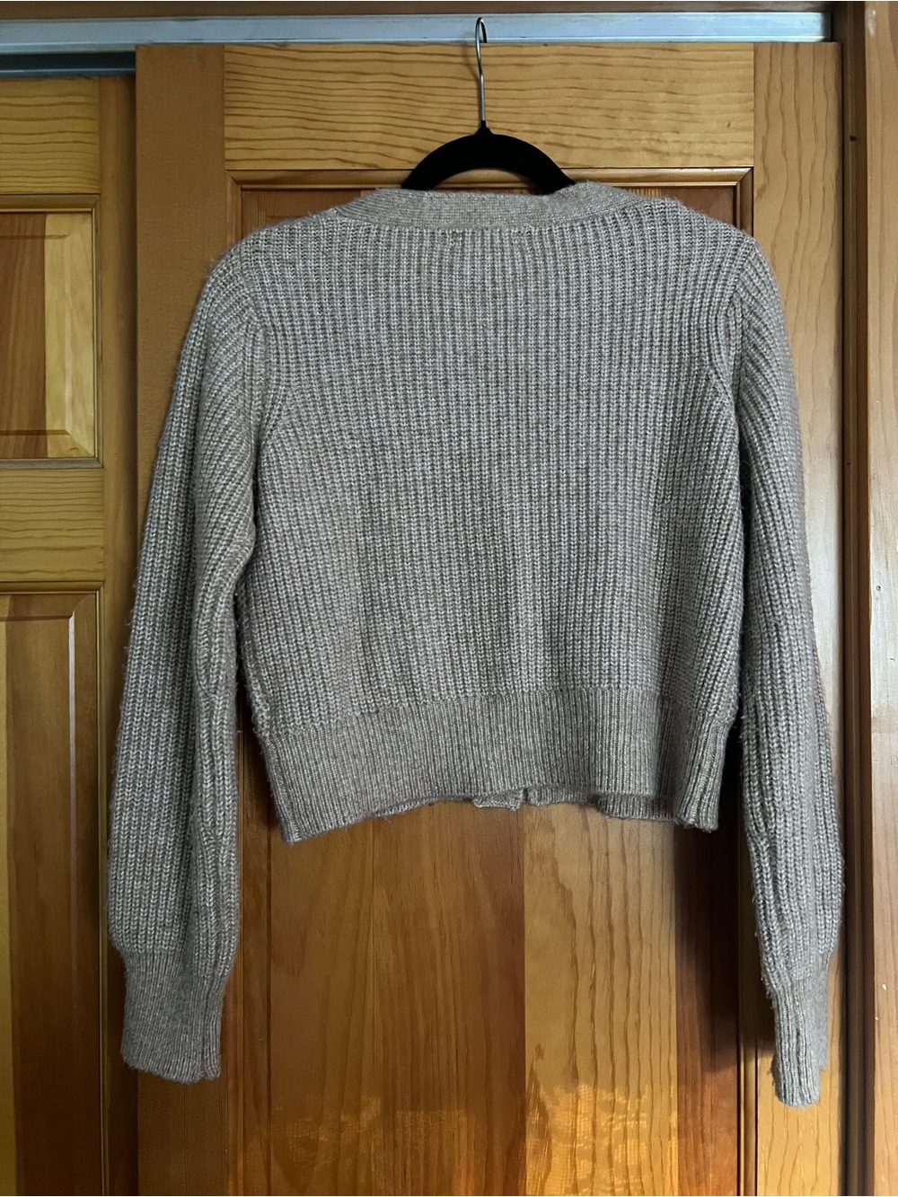 Beige Ribbed Button-Front Cardigan - Picture 3 of 5
